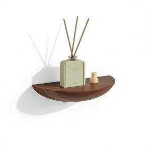 Étagère demi-ronde bois foncé