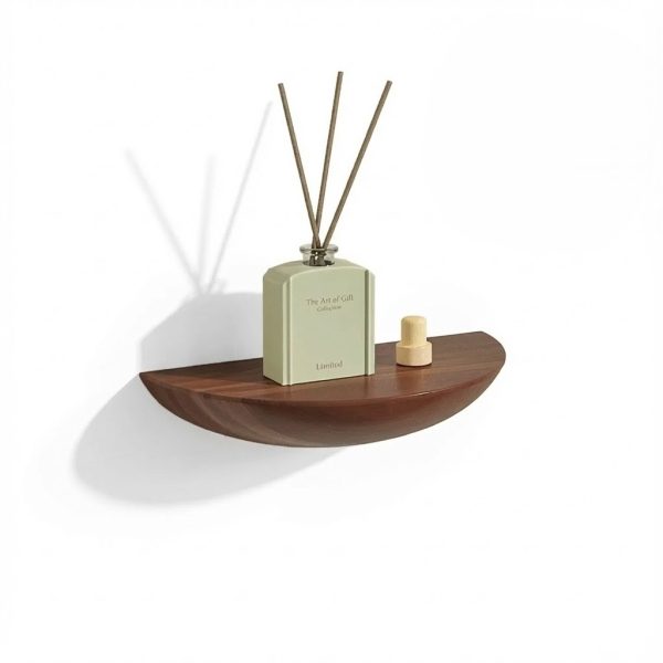 Étagère demi-ronde bois foncé